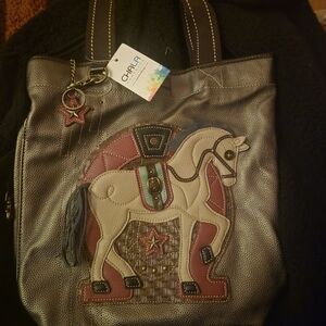 Chala Metallic and Pink Horse Tote